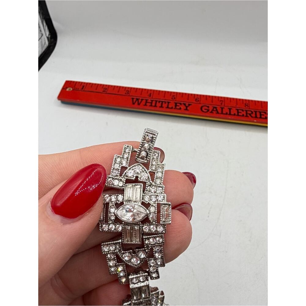 Set of 2 Kenneth Jay Lane Crystal Art Deco Bracelet & Round pave zirconia chain - Picture 7 of 16